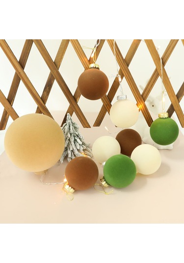 Xindoker 12 Adet 6 Cm Koyu Kahverengi Kadife Noel Topları - Ağaç Süsleri, Ev Ve Ofis Bayram Dekorasyonu