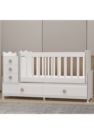 Melina Bebek Odası Yıldız 4 Kapaklı Dolap - Gri Beyaz