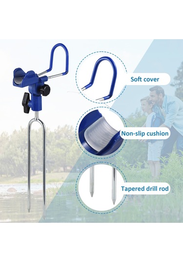 Skycity Paslanmaz Çelik Kırmızı/mavi Balıkçılık Çubuğu Tutucu, 40x14cm, 290g