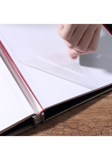 Sones Basit Keten Kendinden Yapışkanlı Film Albümü Retro Aile Büyük Kapasiteli El Yapımı Yaratıcı Hediyeler Bej Siyah Sayfa