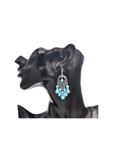 Ganzhoushop Taş Mor Mavi Küpeler Kırmızı Kadınlar İçin Etnik Damla Çingene Bohem Küpe Modeli Wv Mor