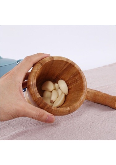 Monyee Büyük Boy Doğal Bambu Sarımsak Defteri - Evcil Pestle Ve Mortar Seti, Sağlıklı Zarf Sökme Aracı, Çok Amaçlı Ev Aletleri Bambu