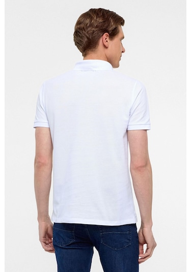 SÜVARİ Beyaz Slim Düz Polo Yaka Tişört