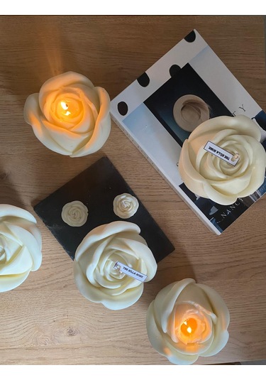 Büyük Boy Gül Hediyelik Mum % 100 Soya Mum