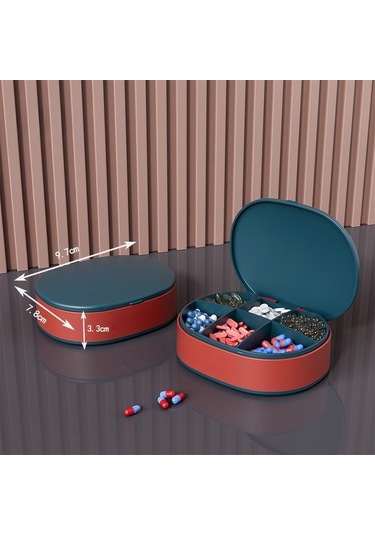 Luno Kapaklı 6 Bölmeli Taşınabilir İlaç Kutusu Lacivert