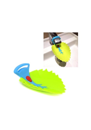 Çocuklar İçin Sevimli Eğitici Musluk Uzatma Başlığı Yaprak Mavi S