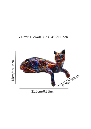 Suntek Uyuklayan Kedi Figürü Masa Süsü 8x3.5x6 Inç Reçine 21,2x9x15cm