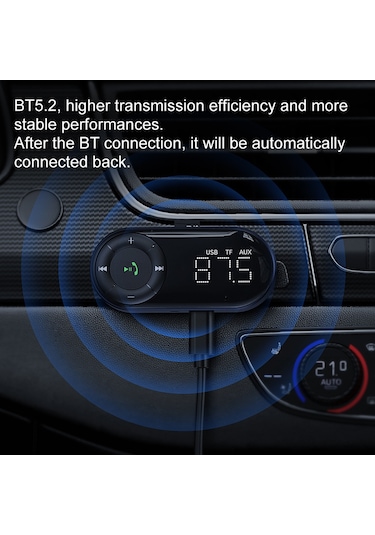 Xiyyadms Kablosuz Araç Fm Vericisi - Bluetooth 5.2 İle Müzik Ve Telefon Görüşmesi 87.5-108mhz
