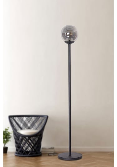 Luzarana Glob Antrasit Metal Gövde Füme Camlı Tasarım Lüx Yerden Aydı...