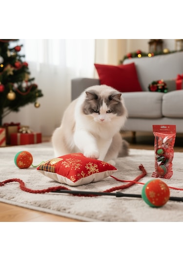 Runaway Yılbaşı Konseptli Kedi Oyuncak Seti Hediye
