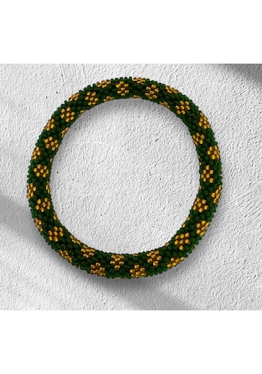 Chichibeads El Yapımı Papatya Desenli Bohem Bileklik Yeşil