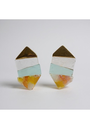 Renkli Geometrik Tasarım Küpe - Modern Ve Canlı Çok Renkli