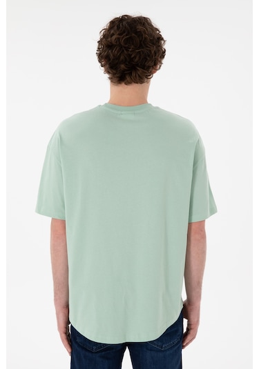 U.S. Polo Assn. Erkek Long Fit Bisiklet Yaka Su Yeşili Basic Tişört 50305988-VR048