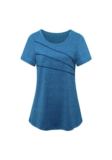 Springsun Kadınlar İçin Nefes Alabilen Antrenman Tişörtü - Yoga, Koşu Ve Günlük Kullanım Koyu Mavi