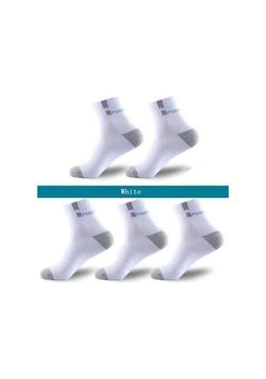 Beyaz 5 Çift Erkek Çorap Spor Iş Dayanıklı Dikiş Katı Çorap Adam Esnek Mükemmel Kalite Nefes Rahat Çorap Beyaz