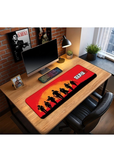 Red Dead Redemption Oyun Gaming Klavye Mouse Pad Kaymaz Taban Kenarları Dikişli Su Geçirmez Masa Matı 70x30 Cm