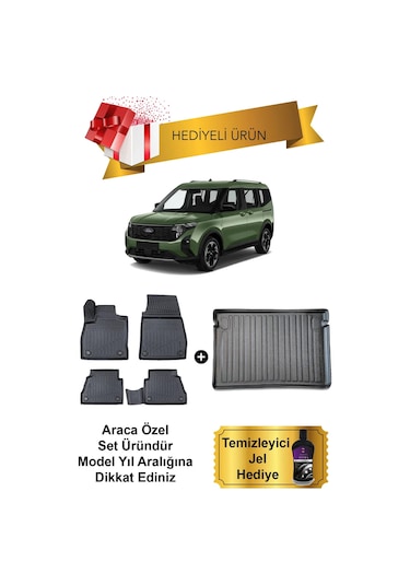 Yeni Ford Courier 2024 Sonrası Araca Özel 3d Havuzlu Paspas Ve Bagaj Havuzu Seti Hediyeli