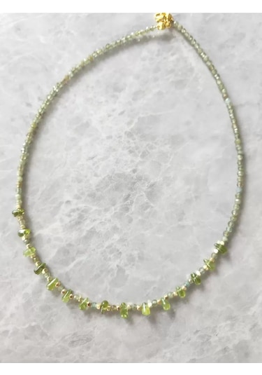 Peridot Taşı Minimal Kolye Yeşil