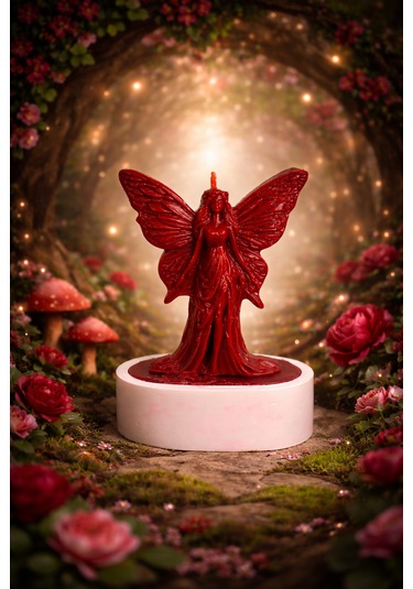 Red Lara Candle -el Yapımı Mum Beyaz-Kırmızı