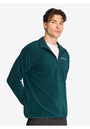 Adidas Multi Essentials 1/2 Zip Fleece Erkek Polar Yeşil