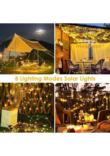 Fastbuy Turcoshop11 105 Feet 300 Led Solar Bahçe Ağaç Düğün Ramadan Dekor, 8 Mod Ip44 Sıcak Beyaz Sıcak Beyaz