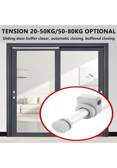 Vkemall Alüminyum Slayt Kapı Kapatıcı - Sessiz Pnömatik Tamponlama - Hız Ayarlı - 750-1300mm Kapı Genişliği Uyumlu Yalnız Aksesuar