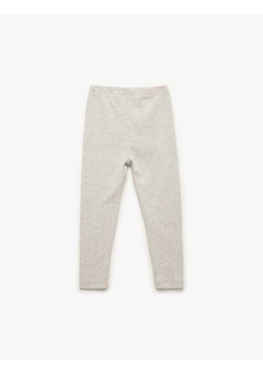 Koton Pamuklu Kaşkorse Beli Lastikli Basic Uzun Tayt Gri 6wmg40038ak Gri