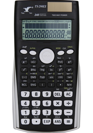 Aubyhe Ty-290es-d Bilimsel Hesap Makinesi, 240 Fonksiyon, Çift Satırlı Ekran, Güneş Enerjili Ve Aaa Pil İle Çift Besleme Siyah