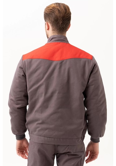 Kışlık İş Mont Grituruncu Kapitone Astarlı Avensis Astar Rüzgar Geçirmez Montu Kıyafeti Gri-Kırmızı