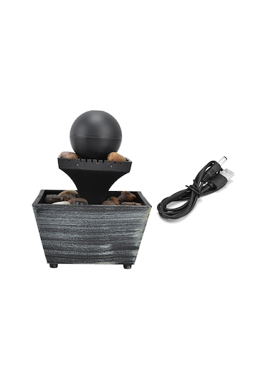 Hangfox Ev Ofis Masaüstü Su Feneri - Usb Pilli Plastik Dekoratif Alet - Led Işıklı Doğal Akıntı Sesli Ornament