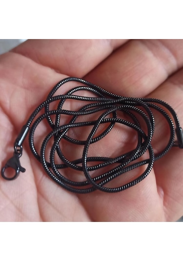 Snake Yılan Model Siyah Erkek Çelik Kolye Zincir Yuvarlak Model (533606585) Çelik