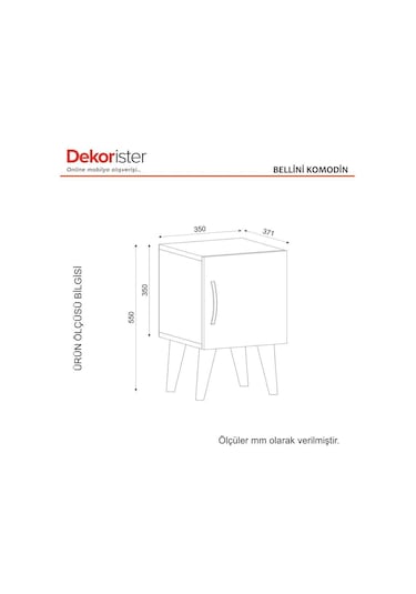 Dekorister  Bellini 1 Kapaklı Komodin  Beyaz-Ceviz