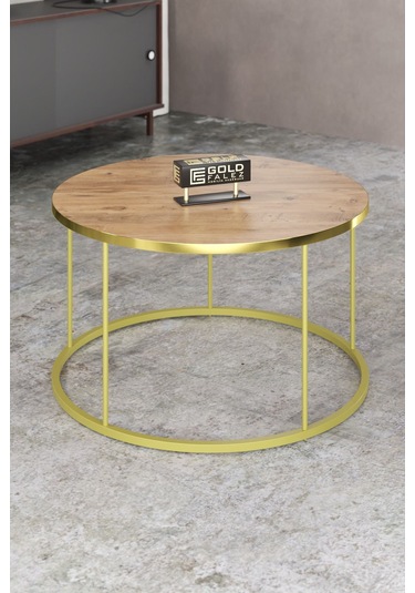 Orta Sehpa Ve Zigon Sehpa Terra Set Gold Antrasit Ceviz