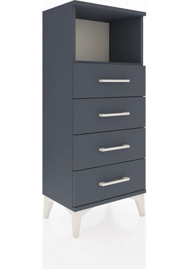 Arges Komodin Tek Raflı 4 Çekmeceli 44x30x106 Antrasit-antrasit Antrasit