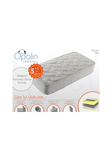 120 x 190 Tek Kişilik Yatak Opalin Silver Ortopedik Yaylı Yatak