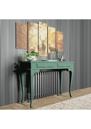 Roys Ahşap 120 Cm Yeşil Çekmeceli Petek Üstü Yüksek  Dresuar Ahşap