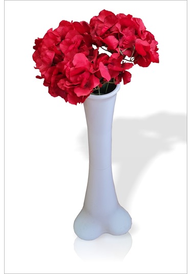 Kaliteli Düz Beyaz Konik 60 Cm Vazo Büyük Kırmızı Ortanca Çiçek