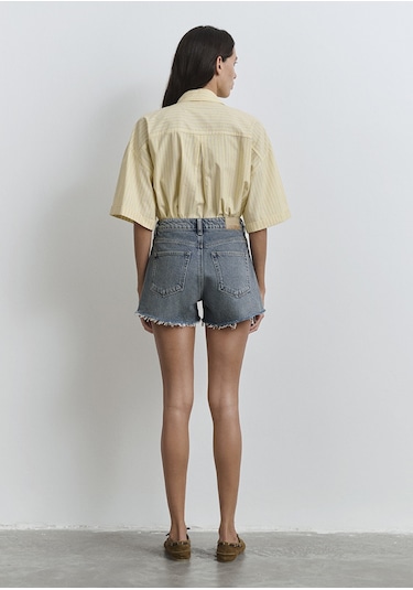 Mavi - Rosie 90lar Puslu Indigo Mavisi Jean Şort 1447489740 Mavi