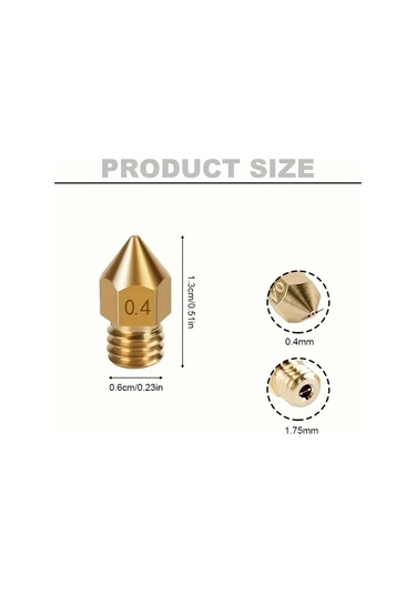 Dashanshop 10 Adet 0.4mm 3d Yazıcı Nozulu Pirinç Mk8 Ekstruder Yüksek Isı Dayanıklı