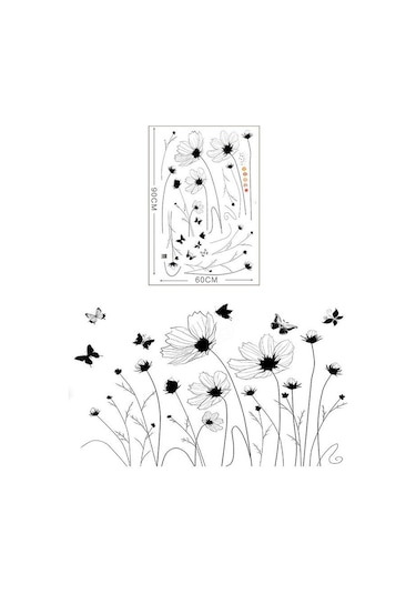 Yeni Siyah Çiçekler Kelebek Duvar Çıkartmaları Oturma Odası Yatak Odası Başlık Arka Plan Duvar Duvar Çiçekler Posteri Dekoratif Duvar Kağıdı Sanat Diğer