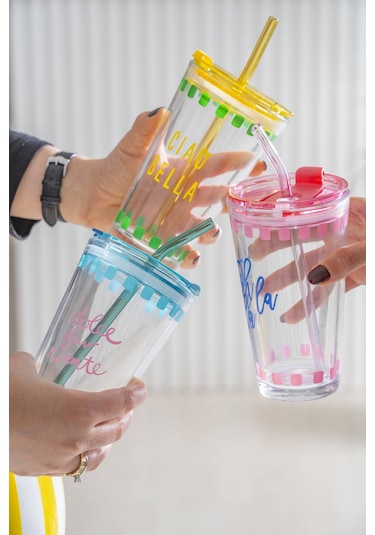Acar Vicenza Pipetli Cam Bardak Pembe - 400 Ml