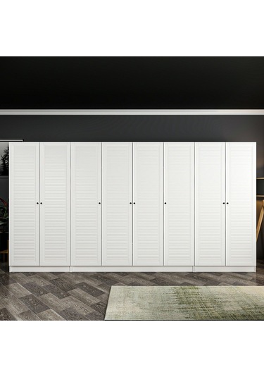 Minar Kale 8 Mebran Panjur Kapaklı 2 Çekmeceli Dolap Beyaz/beyaz 190cm Beyaz