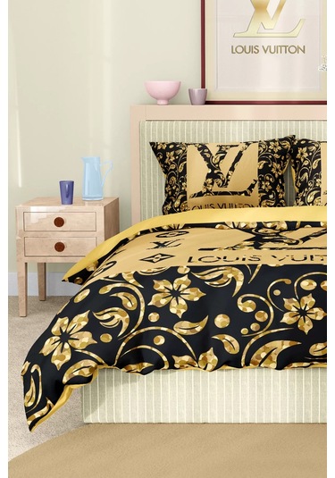 Marka Nevresim Takımı Çift Kişilik Pamuklu Saten Kumaş 6 Parça 3d Dijital Baskı Duvet Cover Set Model No:84 Renkli