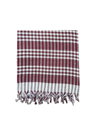 170x170 Pötikare Yer Sofra Bezi Piknik Masa Örtüsü Saçaklı Kırmızı