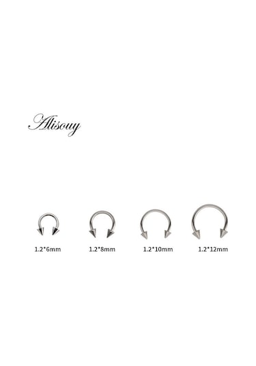 Altın 1 Adet Renkli Paslanmaz Çelik At Nalı Spike Burun Septum Yüzükler Kaş Tragus Küpeler Vücut Pirsing Nariz Takı Piercing 10mm