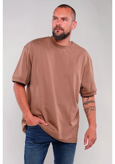 Gabria Bisiklet Yaka Erkek T-shirt Kahverengi