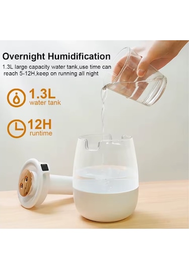 Mighty Yeşil Büyük Kapasiteli 1.3 Lt Usb Ultrasonik Ofis Oda Ve Araba Hava Nemlendirici Buhar Makinesi Aroma Difizörü Çift Püskürtme