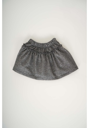 Kız Çocuk Simli Pamuk Şort Etek Gri