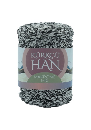 Kürkçü Han Makrome Mix 200gr 120m El Örgü İpi Siyah-beyaz