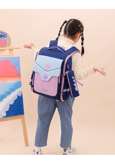 Relaxed Oxford Kumaş Omurga Koruması Su Geçirmez Çocuk Okul Çantası İngiliz Tarzı - Pembe